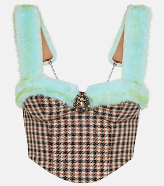 Bustier con ribete de pelo sintético | Area
