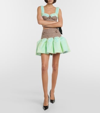 Embellished faux-fur trimmed bustier | Area