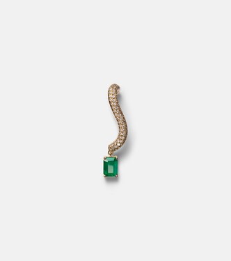 Boucle d'oreille unique en or 18 ct, émeraudes et diamants | Shay Jewelry