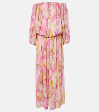 Bedruckte Off-Shoulder-Robe aus Georgette | Blumarine