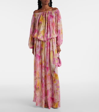 Abito lungo in georgette con stampa | Blumarine