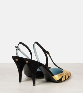 Escarpins Foliefoliage 90 en daim et cuir | Valentino Garavani