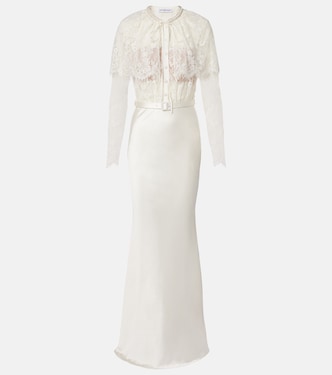 Maxikleid aus Spitze und Satin | Self-Portrait