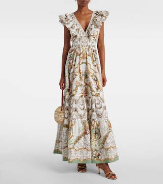 Floral ruffled cotton maxi dress  | Camilla