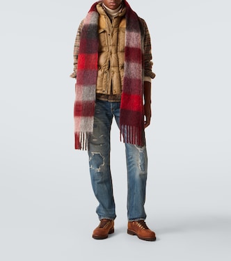 Leather-trimmed ripstop puffer vest | RRL