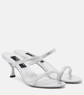Sandalen 60 aus Metallic-Leder mit Kristallen | Dolce&Gabbana