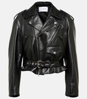 Giacca biker cropped in pelle | Alaïa