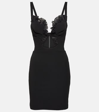 Ruffled cutout jersey minidress  | Nensi Dojaka