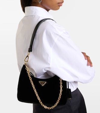 Schultertasche Re-Edition Small aus Samt | Prada