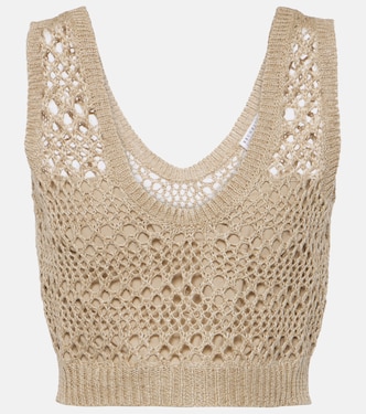 Crop top de punto de lino y seda | Brunello Cucinelli