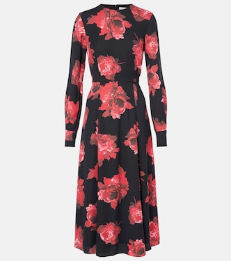 Abito midi in crêpe con stampa floreale | Erdem