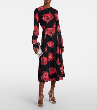 Abito midi in crêpe con stampa floreale | Erdem