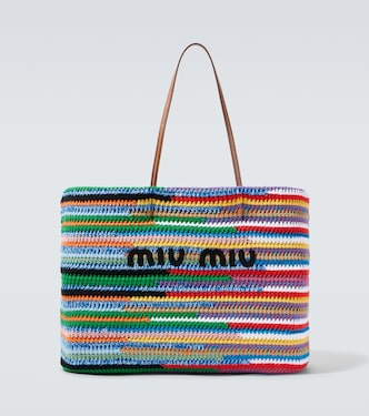 Tote Large aus Häkelstrick mit Leder | Miu Miu