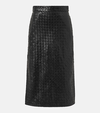 Falda midi de piel Intrecciato | Bottega Veneta