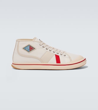 Eliot leather-trimmed canvas sneakers | Bottega Veneta