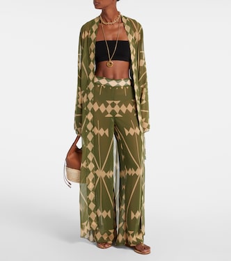 Printed sheer chiffon palazzo pants | Johanna Ortiz