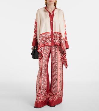 Printed silk twill palazzo pants | La DoubleJ