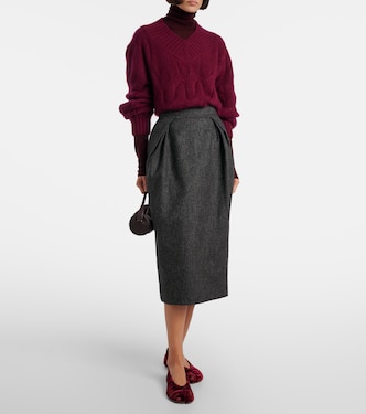 High-rise wool pencil skirt | Maison Margiela