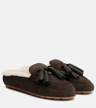 H693 shearling-lined suede slippers | Hogan