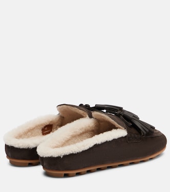 H693 shearling-lined suede slippers | Hogan