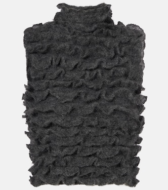 Ruffled mohair-blend turtleneck top | Alaïa