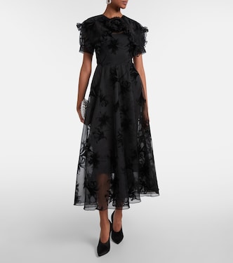 Ruffled floral organza midi dress | Rodarte