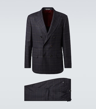 Traje de cachemir y lana a cuadros | Brunello Cucinelli
