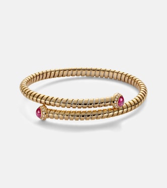 18kt yellow gold bangle with rubies and diamonds | Marina B