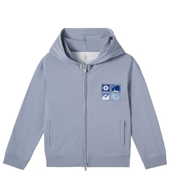 Bedruckte Kapuzenjacke aus Baumwolle | Brunello Cucinelli Kids