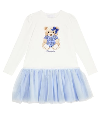 Kleid aus Jersey mit Tüll | Monnalisa