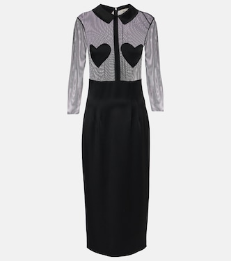 Abito midi in mesh e raso | Blumarine