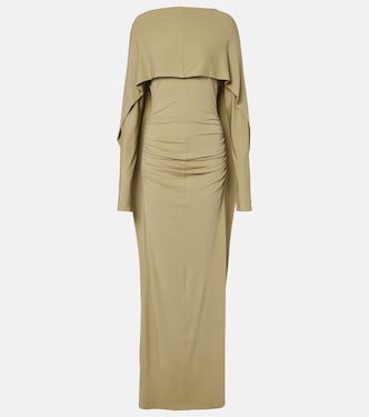 Malena caped ruched jersey maxi dress | Tove