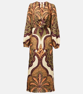 Across Paradise printed linen midi dress | Johanna Ortiz