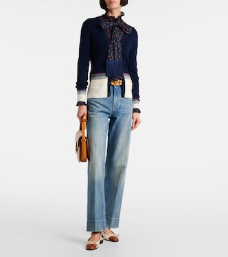 Cardigan in lana vergine a righe | Valentino