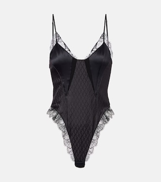 Body in raso di misto seta con pizzo | Versace