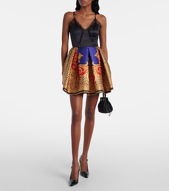 Lace-trimmed silk-blend satin bodysuit | Versace