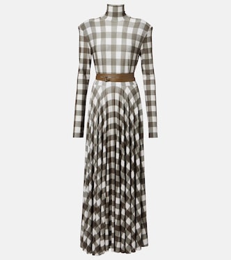 Checked turtleneck jersey midi dress | Norma Kamali