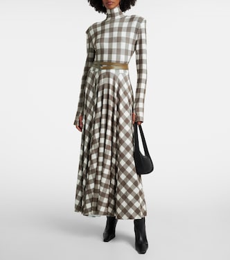 Checked turtleneck jersey midi dress | Norma Kamali