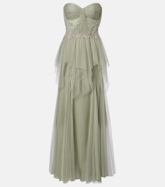 Vestido de fiesta corsé de tul adornado | Costarellos