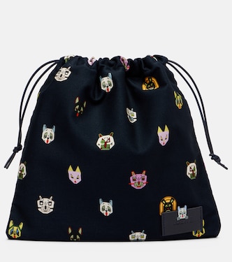 x Louis Wain Cat Small denim pouch | Loewe