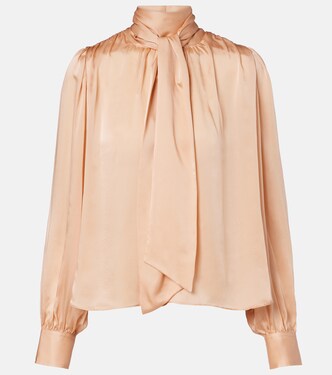 Ornament tie-neck silk chiffon blouse | Ulla Johnson