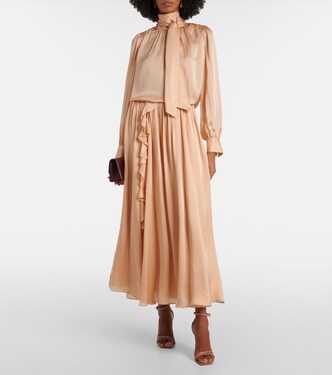 Ornament tie-neck silk chiffon blouse | Ulla Johnson