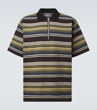 Polo de algodón a rayas con cremallera parcial | Sacai
