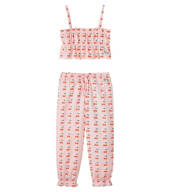 Cherries cotton top and pants set | Tinycottons