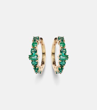 Orecchini a cerchio Rivulet in oro 18kt con smeraldi | Ileana Makri