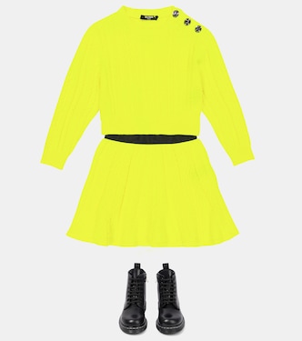 Cable-knit wool and cashmere skirt | Balmain Kids
