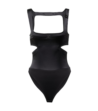 Logo cutout satin bodysuit | Courrèges