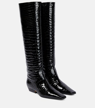 Croc-effect patent leather knee-high boots | Khaite
