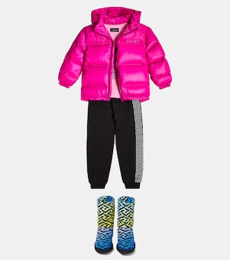 Giacca con pannelli in piuma e cappuccio | Versace Kids
