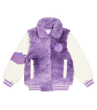 Haily faux shearling-paneled varsity jacket  | Molo